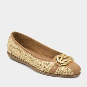 Aerosoles Big Bet Ballet Flat, Natural Combination, Size 6.5M